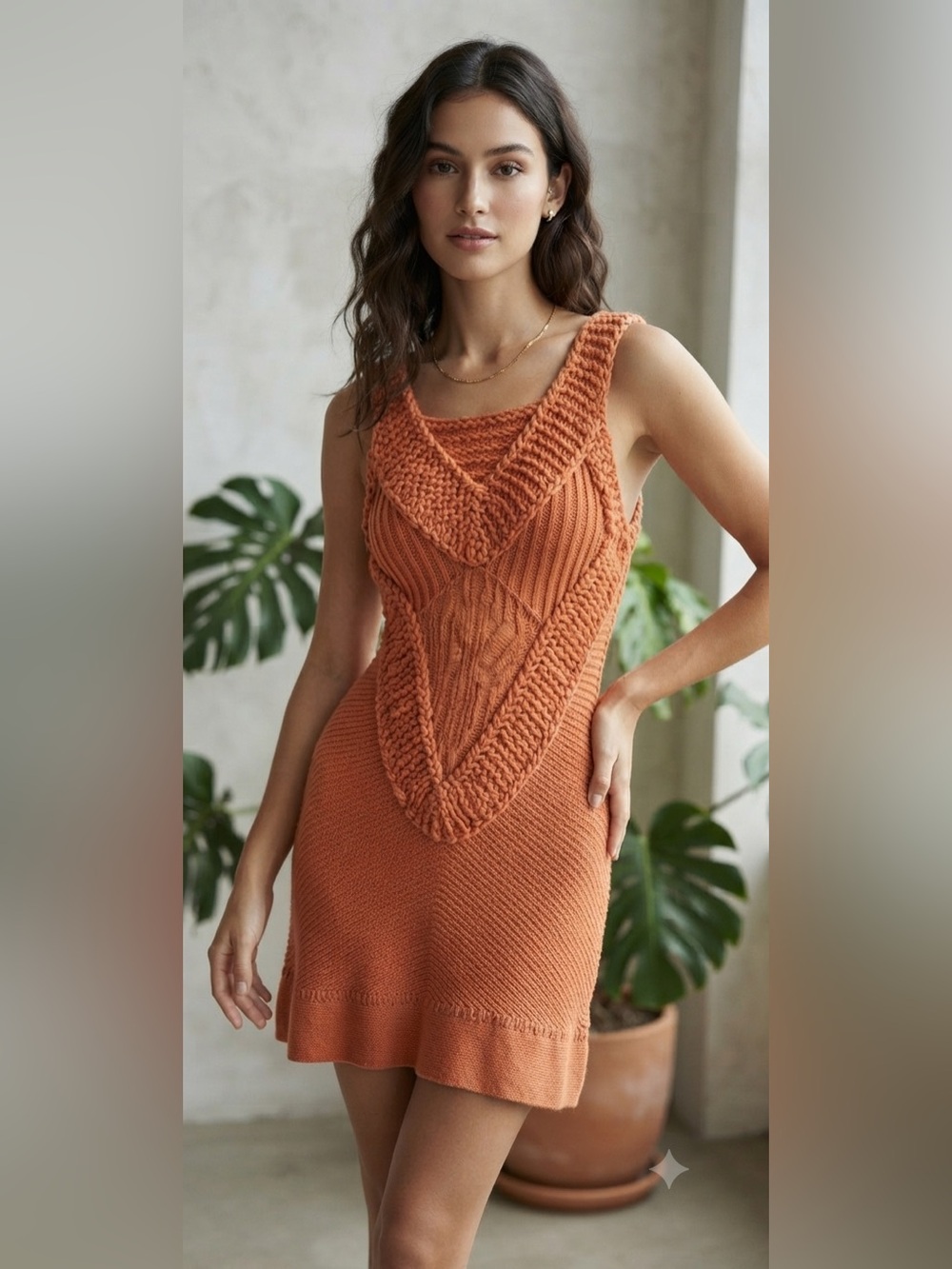 Just cavalli Orange Knit Sleeveless Dress